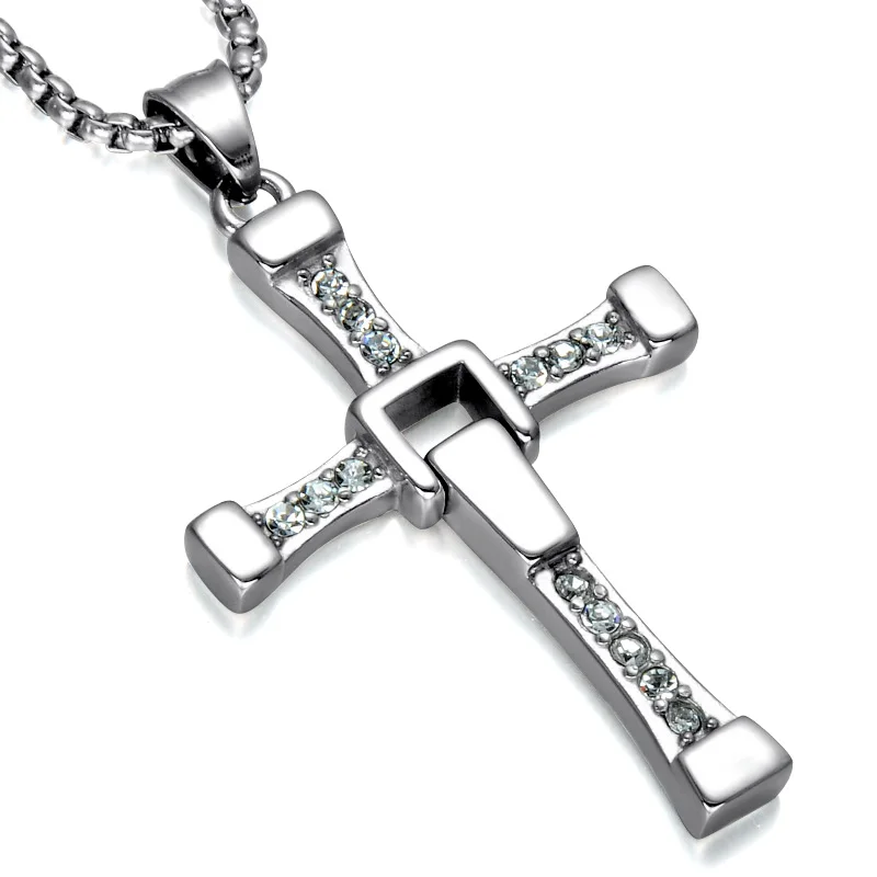 

High Quality Stainless Steel The Fast and the Furious Cross Necklace, Silver/gold