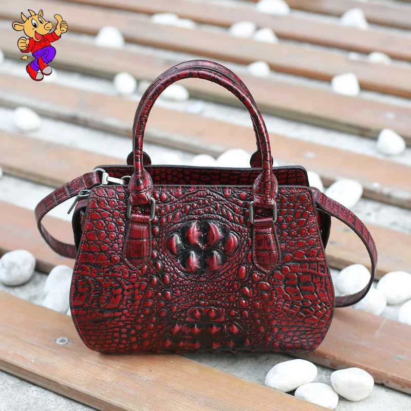 

Fashion 100% Genuine Crocodile Women Bag Exotic Skin Leather Tote Bags Handmade Vintage Women Genuine Leather Handbags, Deep blue,burgundy,camel