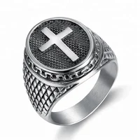 

catholic jewelry wholesale 316L Stainless Steel cool fashioniron cross ring man Black Oil Painting catholic cross rings