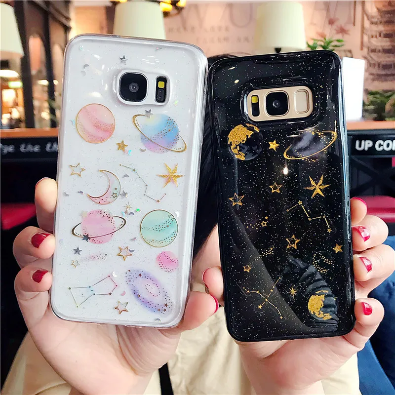 

Glitter Bling Case for Samsung Galaxy S10 S9 Plus X Planet Stars Clear Soft Case For Samsung Galaxy S8 S9 case