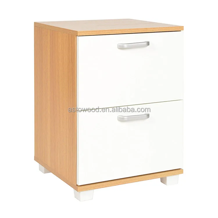 Night Stand Nachtkastje Opslag MDF 2 Lade Borst Wit Kleur