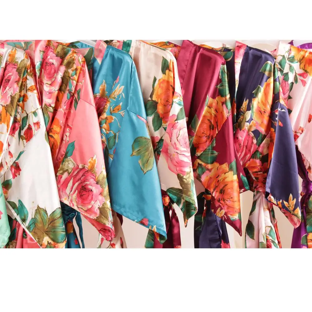 

wholesale knee length sexy satin bridesmaid robes
