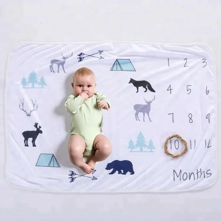 

Cotton Baby Monthly Milestone Blanket for Taking Photos Monthly, Multiple colors
