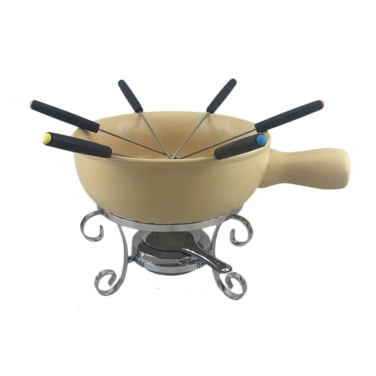 French Style Heat Resistant Western Hotel Ceramic Sterno White Fondue