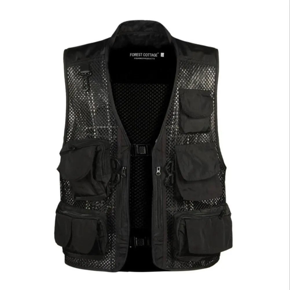 Jaycargogo Mens Mesh Photography Fishing Vest Sleeveless Jacket