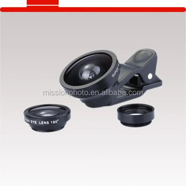 3 In 1 Clip-On lens kit 180 Degree Supreme Fisheye Lens + 0.4Xsuper Wide Angle Lens + Micro Lens