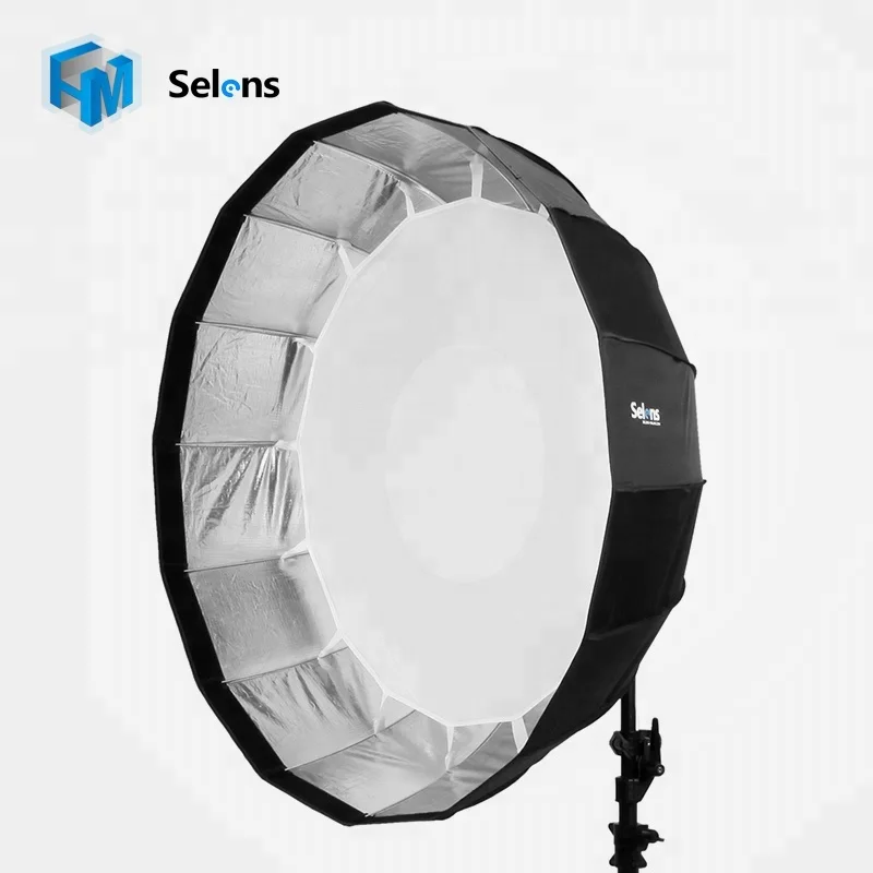 

Selens 105cm 41" 16 Rods Parabolic Softbox Quick Collapsible Beauty Dish Diffuser with Bowens Mount for Flash Speedlite Lighting, Black & silver