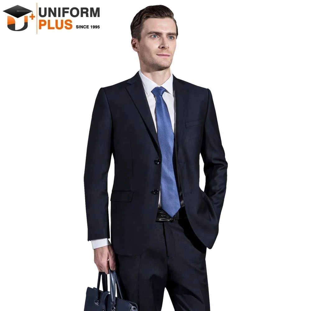 

China wholesale cheap office uniform business suits set for men, Navy blue