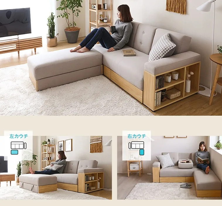 Living room Double fabric sofa bed dual-use folding multi-functional furniture storage save floor space