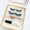 3d mink lashes box and 2 pairs Custom 25mm Eyelash package with tweezer and glue