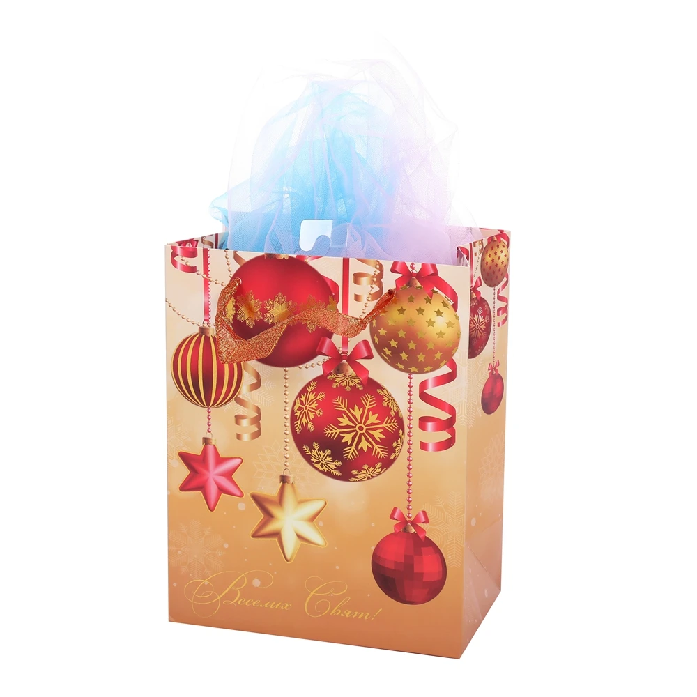 Customized Logo Recyclable Portable High-End Printed Designs Christmas Paper Bag