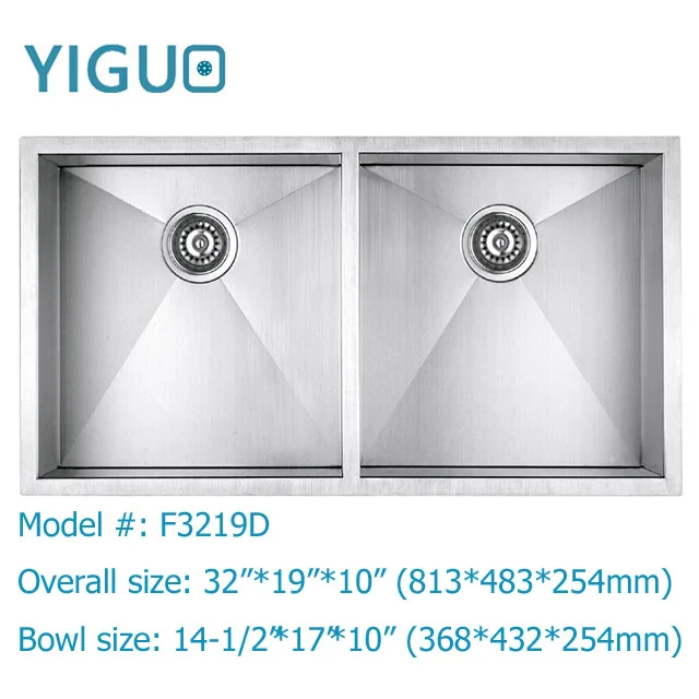 
undermount installation type brushed surface treatment Handmade 304 stainless steel kitchen sink with drainboard 