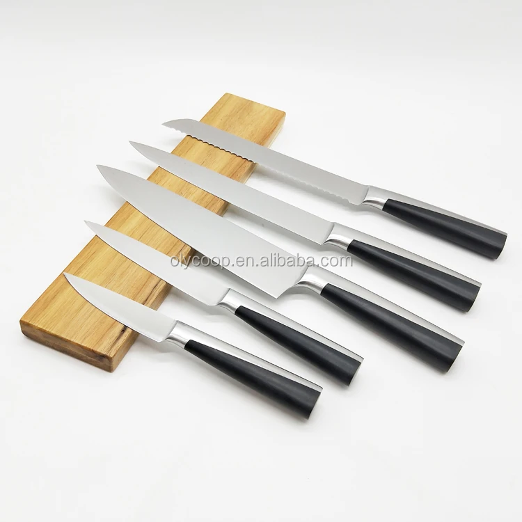 Best Sell Stainless Steel Knife Set Kitchen With Rubber Wood Blocks