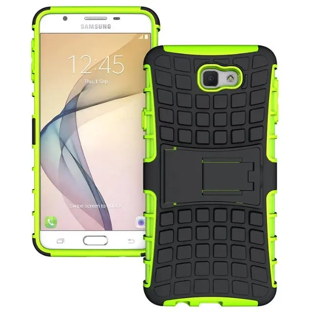 shockproof TPU+PC 2in1 tire pattern bracket cover phone case For Samsung Galaxy J7 Prime