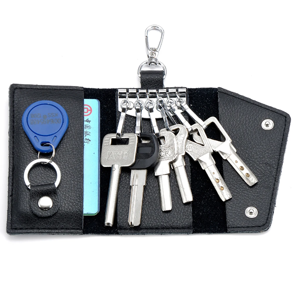 

Genuine Leather Home Keys Car Key Organizer Credit Cards Holder Coins Purse Leather Key Bag, Purple,green,blue, black,yellow,coffee,brown,red,rose