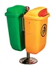 50L Plastic Public Sorted double pole waste bin with Swing Lid for Sale