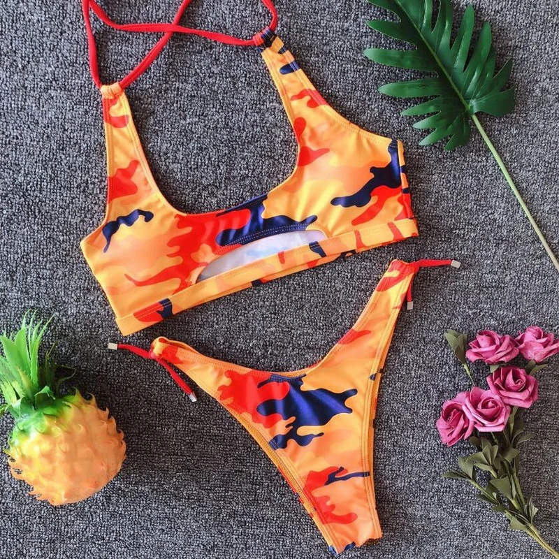 New Arrival Camouflage Print Bikini Sexy Push Up Little Girl Swimsuit