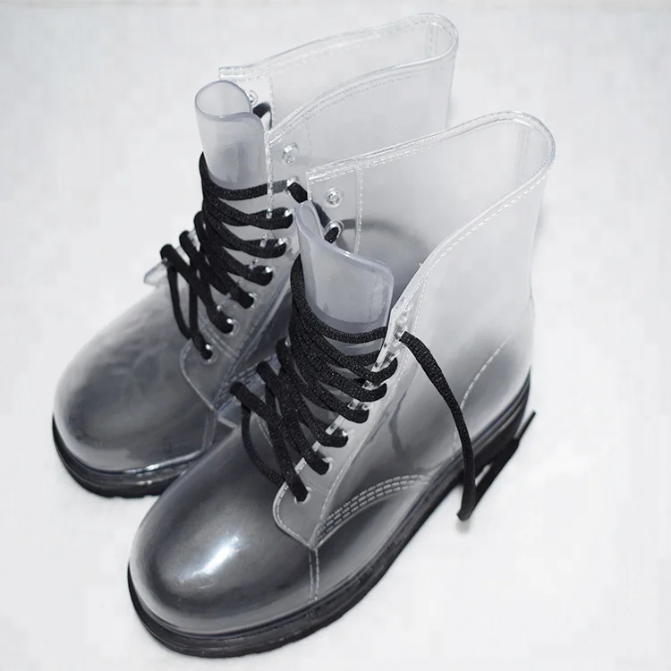 

2018 popular good sell ladys clear transparent pvc rain boots