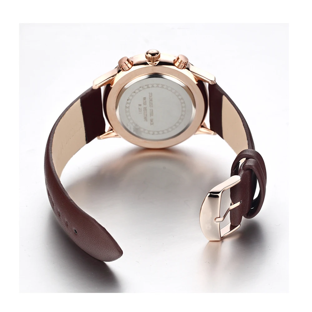 
Selling Three-point Chronograph watch Casual Men Genuine Leather waterproof movement quartz Watch Spot 