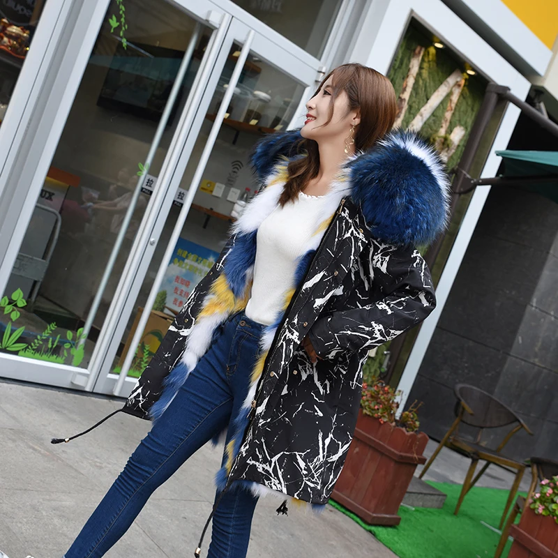 

HOT-Sale Winter 100%Cotton Hooded Real Fur Parka Women Coat, N/a
