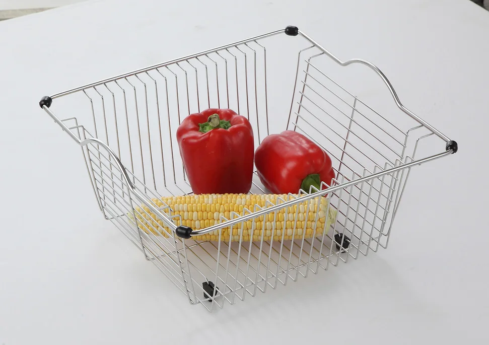 Kitchen Stainless Steel Wire Mesh Basket Vegetable Fruit Mesh Basket