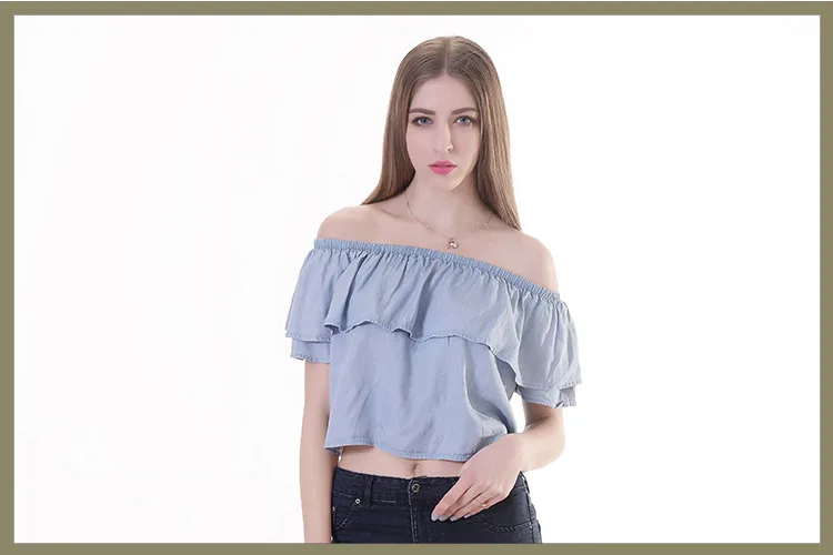 Ruffled neck custom trendy sexy short fashion european young women clothing