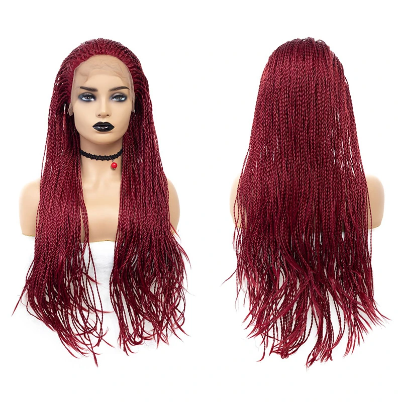 99j Heat Resistant Hair Braided Synthetic Lace Frontal Wigs Free Part