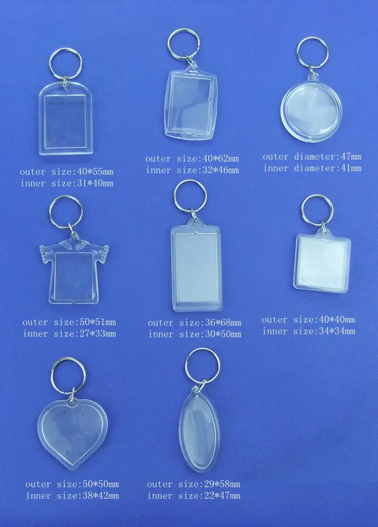 Wholesale Plastic Acrylic Keyring Frame Blank Keychain Acrylic Photo