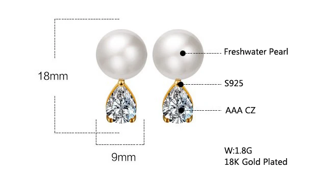 Joacii freshwater pearl 18k gold plated jewelry earrings