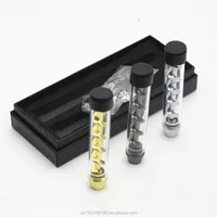 

P0121 Hot Sale Gift Box Length 100MM Metal Zinc Alloy And Glass Screw Thread Tobacco Pipe