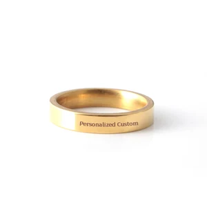 new design best selling Simple stainless steel ring personalized custom engraved lettering gold sliver plated couple ring