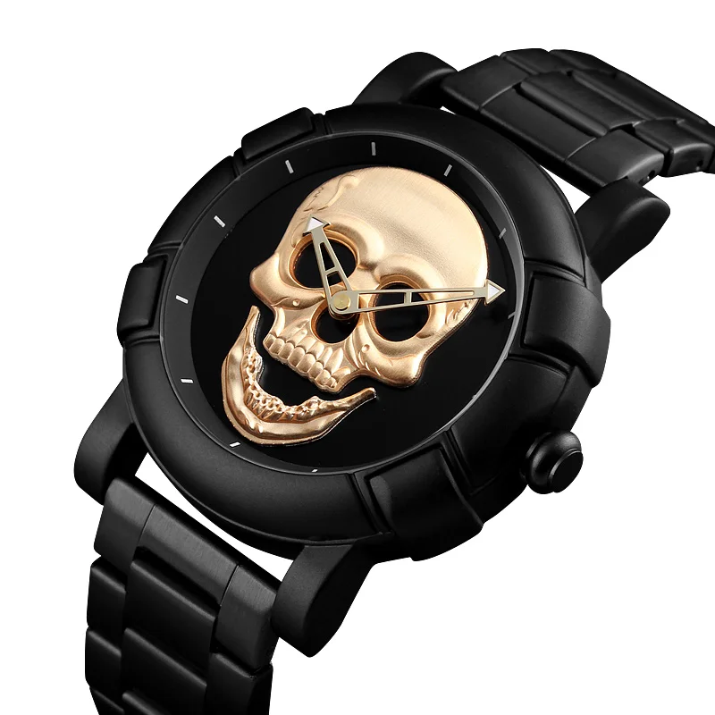 

SKMEI Skull Watch Men Watches Luxury Brand Quartz Watch Sport Waterproof Stainless Steel Male Wristwatch Reloj Militar Clock