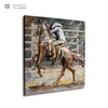 America West Cowboy horse racing oil painting 3d art metal home goods horse oil painting