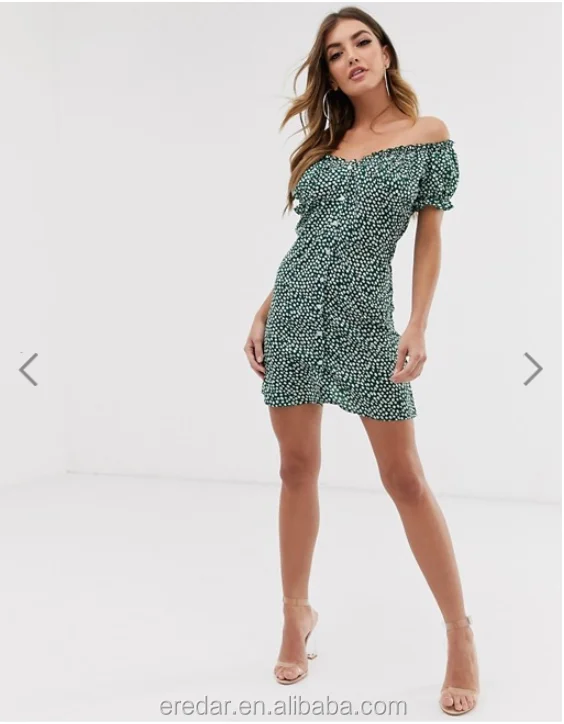 green ditsy floral dress