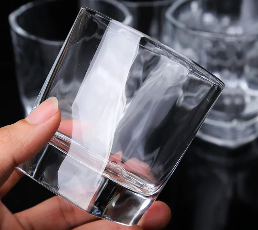 Double Old Fashioned Whiskey Glass 10 Oz Crystal Glasses Square White