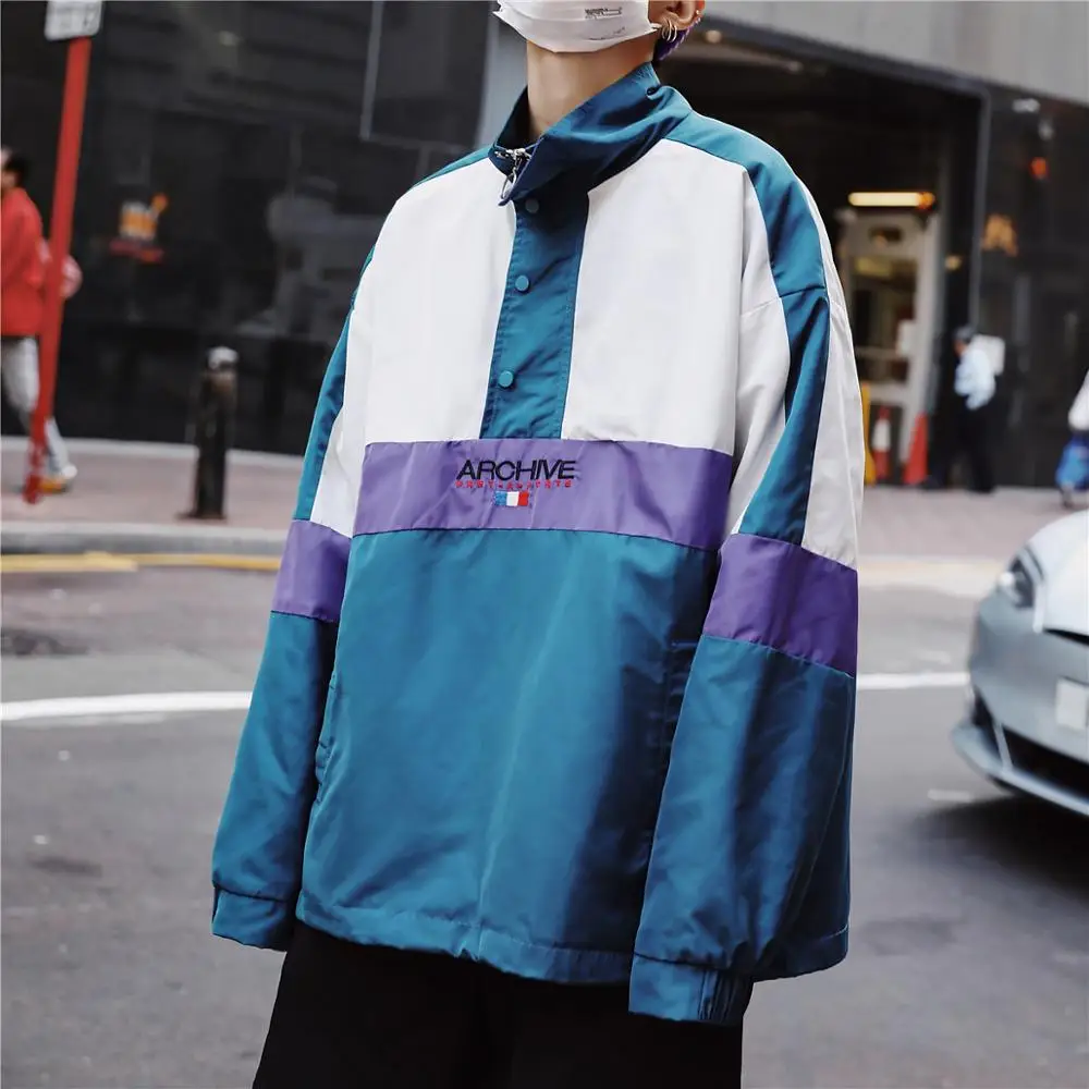 

Factory Price Contrast Color Custom Logo Windbreaker Jacket for Men, As image shows