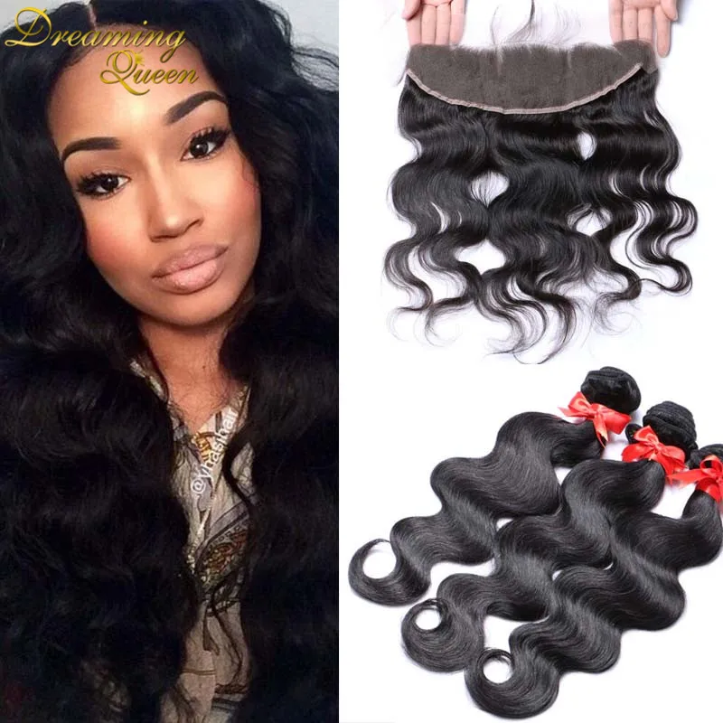 13 X 4 Lace Frontal Closure With Bundles 13x4 Malaysian Body Wave Closure 4Pcs lot Malaysian