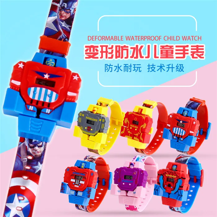 

Cheap price kids watch promotion deformable robot projectable kids watch toy