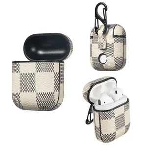 Retro Grid PU Leather Case AirPods Charging Case