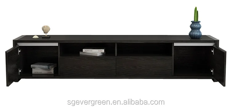 OEM Customized  Black Color Home Living Room Furniture modern style  texture black tv stand