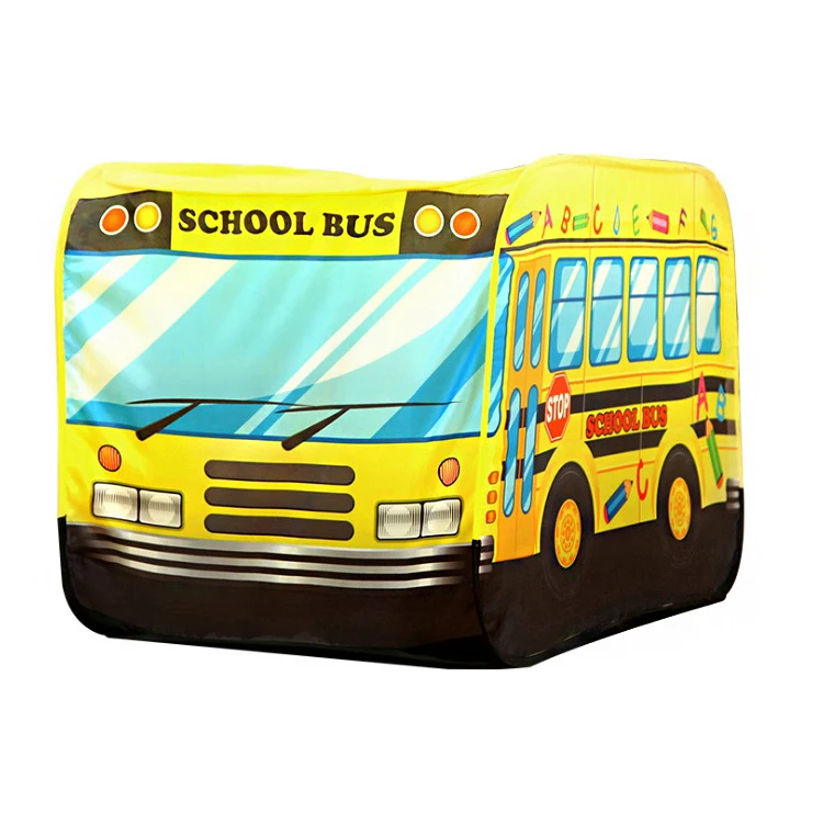 yellow school bus kids play tent