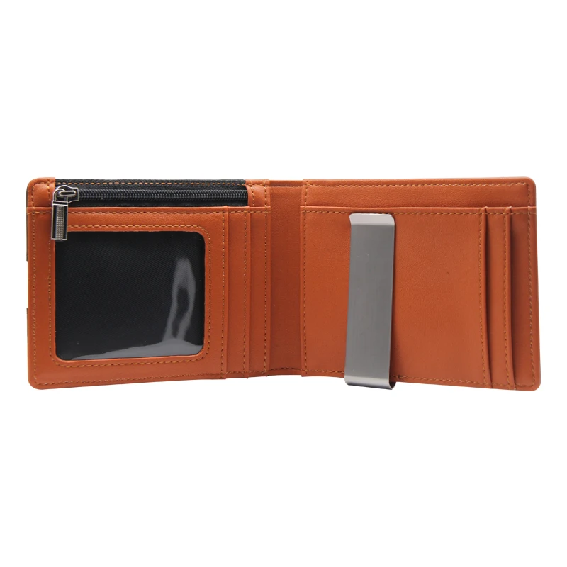 

Slim RFID men wallet money clip with zipper pocket DDP shipping, As per requirement