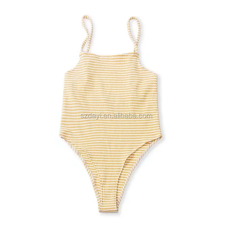 

2019 Striped Plus Size Hot Girl Sexy Women Manufacturer Hot Sale Bathing Suit Bikinis Mujer Open One Piece Swimwear, Yellow /black striped