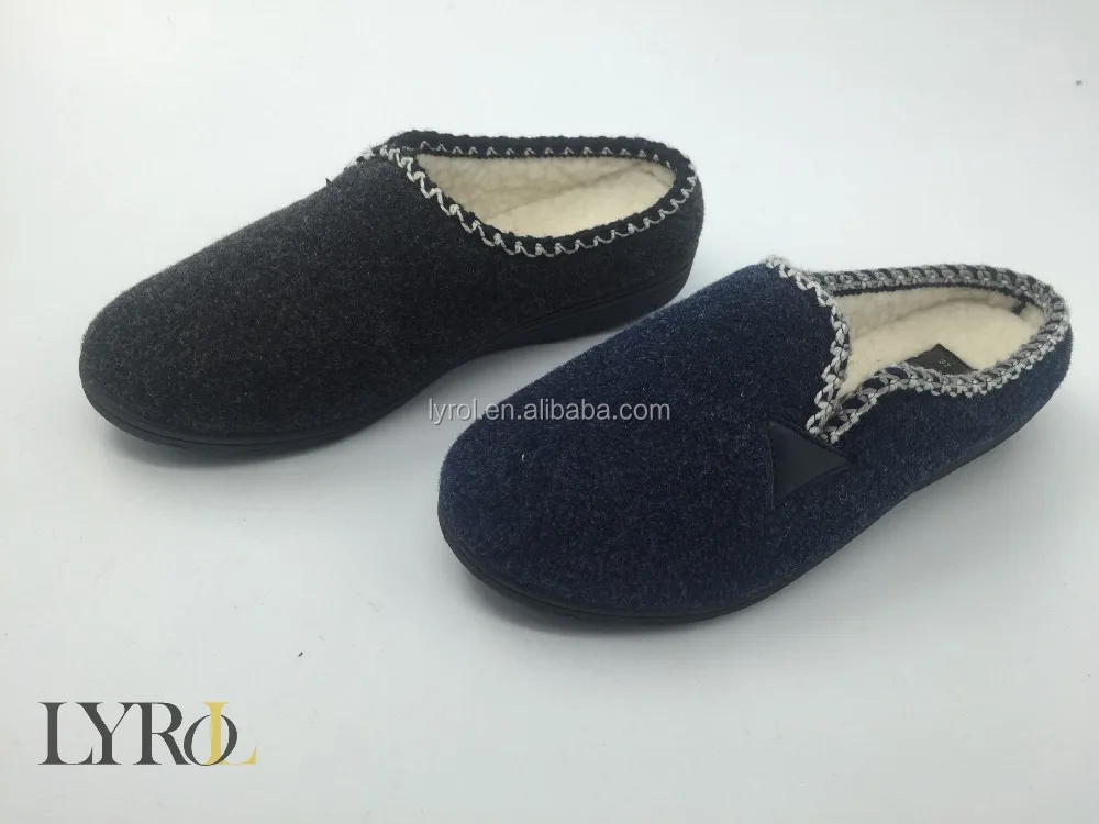 2016 wholesale ladies flat slipper felt upper injected lady indoor slipper