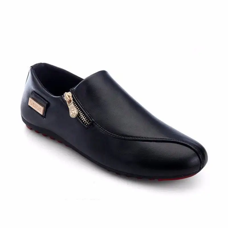 

Men Side Zipper British Style Flat Slip On Casual Shoes
