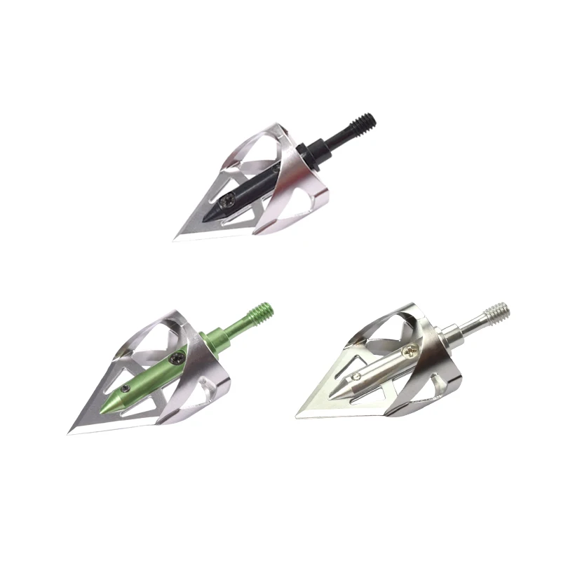 

Wholesale 100 grain archery arrow hunting broadheads crossbow arrow tips hunt, Green, silver, black