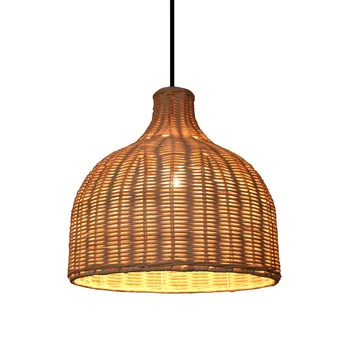 Handmade Rattan Shade Chandelier Lighting Natural Wicker Pendant Light ...