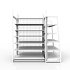 5 Layers Double sided Retail Store shelving with Wire Mesh Back Penal mini supermarket shelf