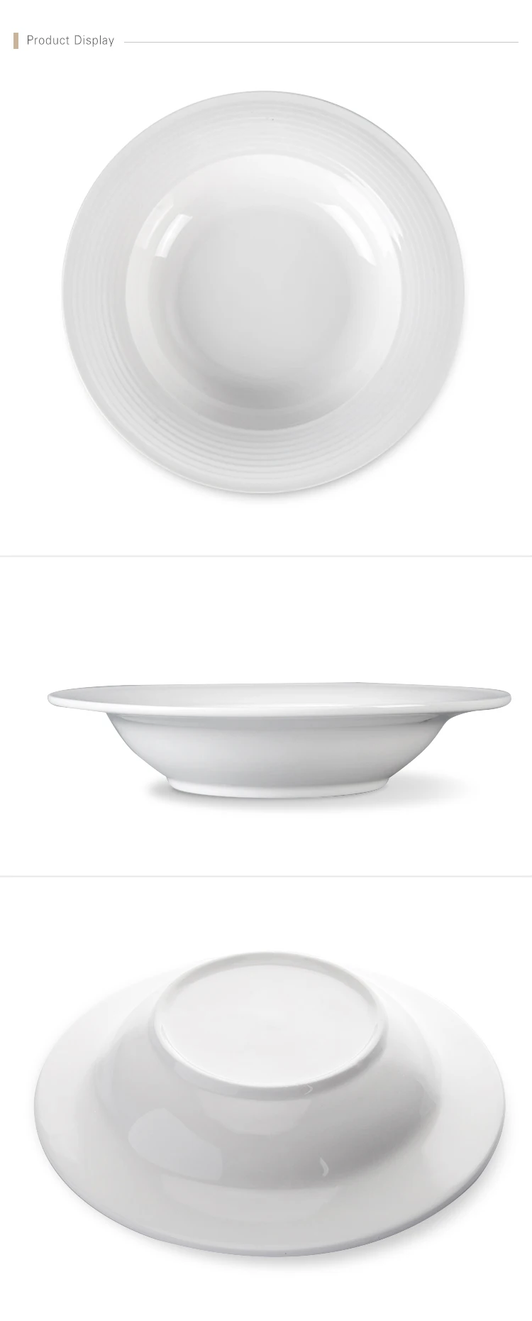 Five Star Hotel Restaurant Porcelain Deep salad plate Porcelain, Outdoor Dinning Mid Rim Pasta Bowl,  Hotel Dinner Plates White%