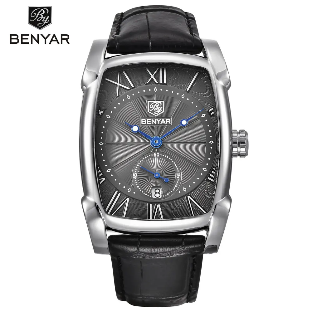 

BENYAR 5114M Men Quartz Wristwatch Leather Chrono Watch Clock Men Date Designer Men Watches, 4 colors for choice